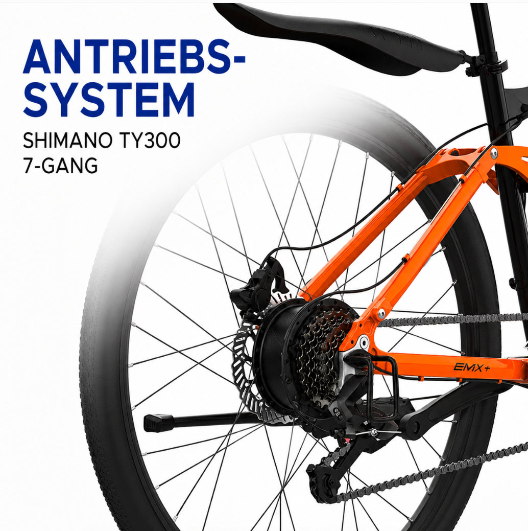 EMotorad EMX+ E-Mountainbike 27,5″ – 470 Wh Akku | Vollfederung | 250 W Heckmotor