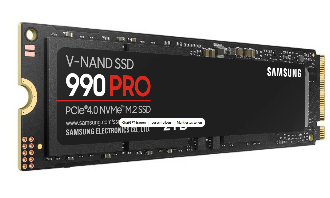 Samsung 990 PRO 2 TB NVMe SSD | M.2 PCIe 4.0 | bis 7.450 MB/s