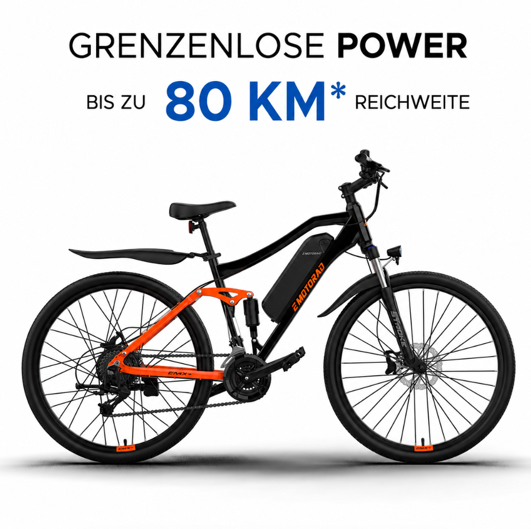 EMotorad EMX+ E-Mountainbike 27,5″ – 470 Wh Akku | Vollfederung | 250 W Heckmotor