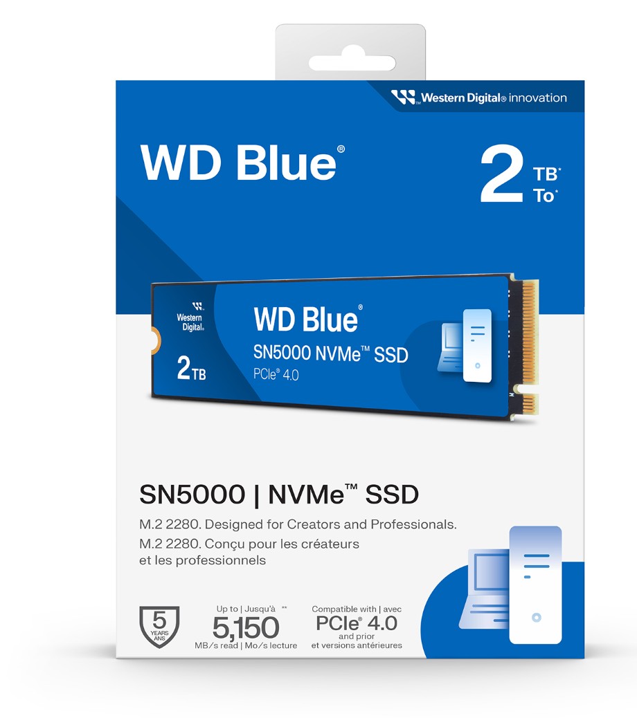 WD Blue SN5000 2 TB NVMe SSD – PCIe 4.0 | M.2 | bis 5.150 MB/s
