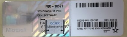 Microsoft Windows 11 Pro Lizenz OEM Original COA Sticker Aufkleber