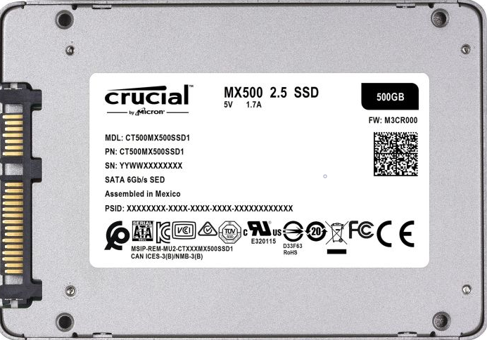 SSD Crucial 500GB MX500 CT500MX500SSD1 2,5 Sata3